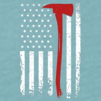 Wildland Firefighter Axe American Flag Thin Red Line Fireman Sueded Cloud Jersey T-Shirt