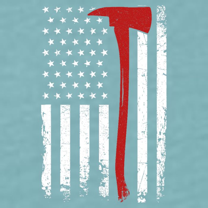 Wildland Firefighter Axe American Flag Thin Red Line Fireman Sueded Cloud Jersey T-Shirt
