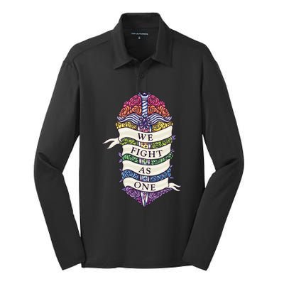 We Fight As One Silk Touch Performance Long Sleeve Polo