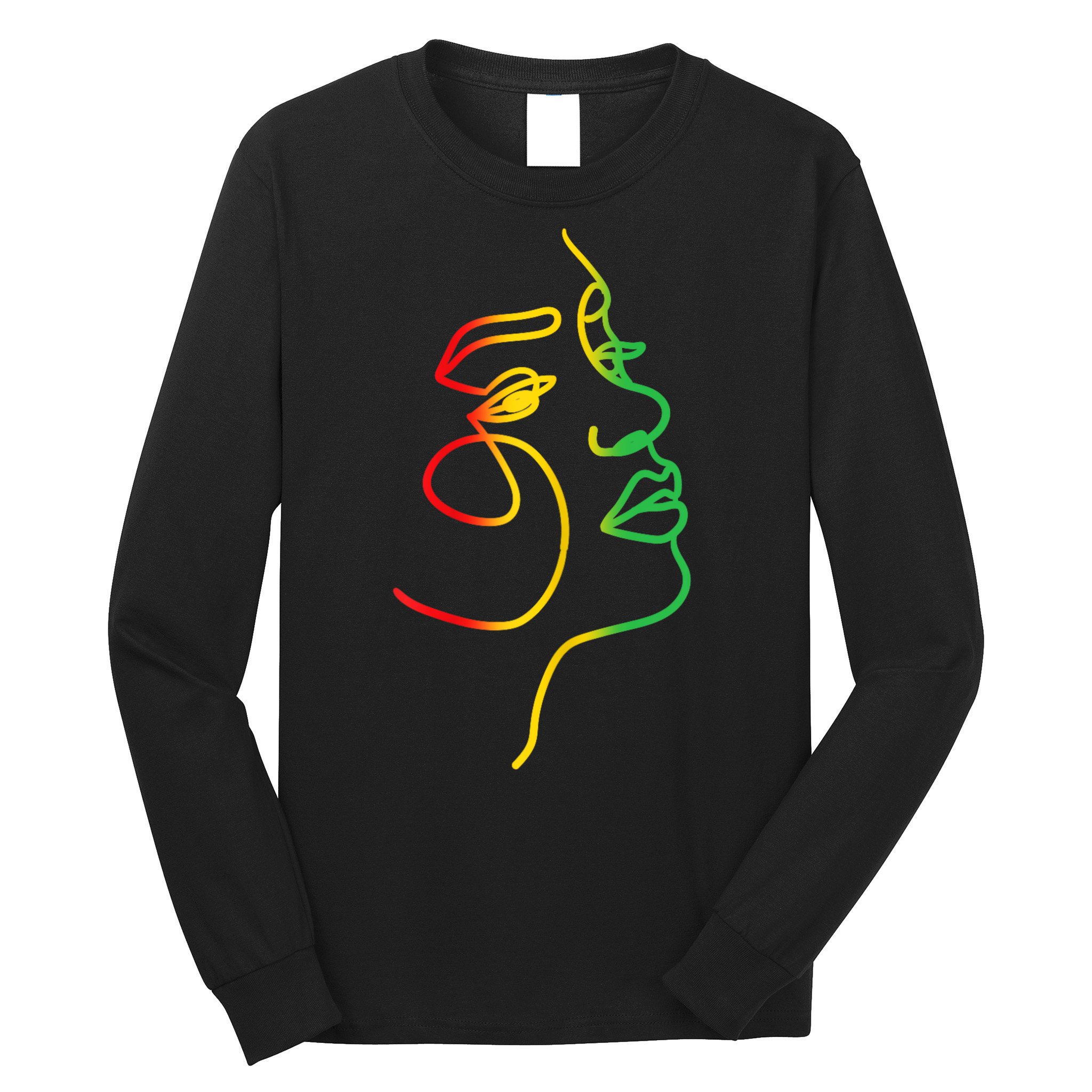 Womens Face Abstract Juneteenth Art Back History Women African Long Sleeve Shirt