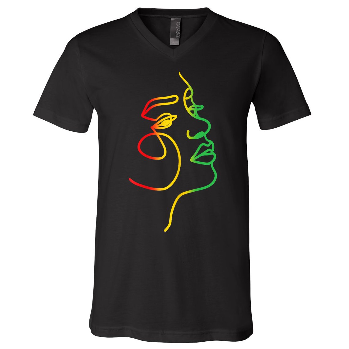 Womens Face Abstract Juneteenth Art Back History Women African V-Neck T-Shirt
