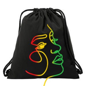 Womens Face Abstract Juneteenth Art Back History Women African Drawstring Bag