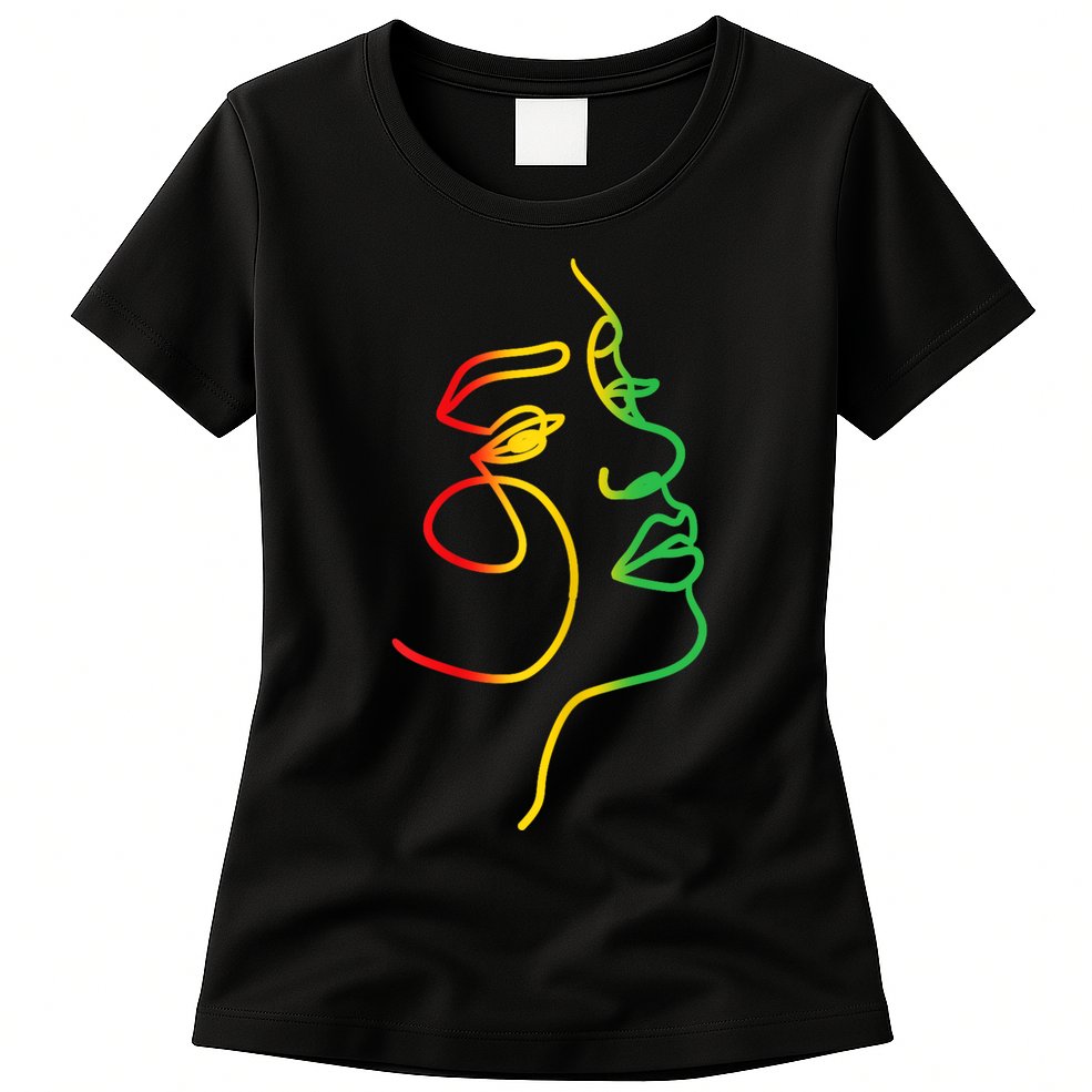 Womens Face Abstract Juneteenth Art Back History Women African Womens T-Shirt