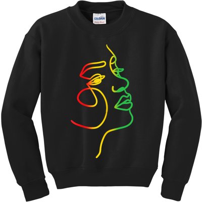 Womens Face Abstract Juneteenth Art Back History Women African Kids Sweatshirt