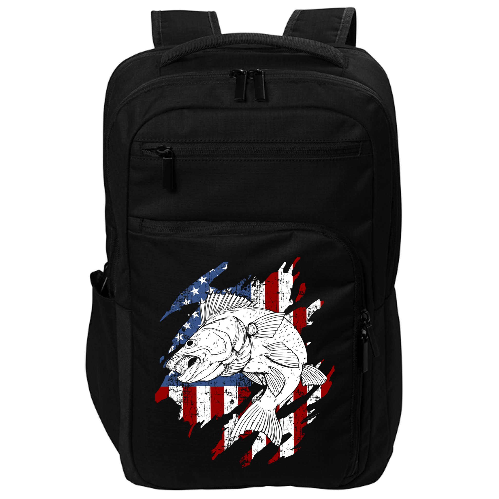Walleye Fishing American Flag Usa Patriotic Fisherman Cool Gift Impact Tech Backpack