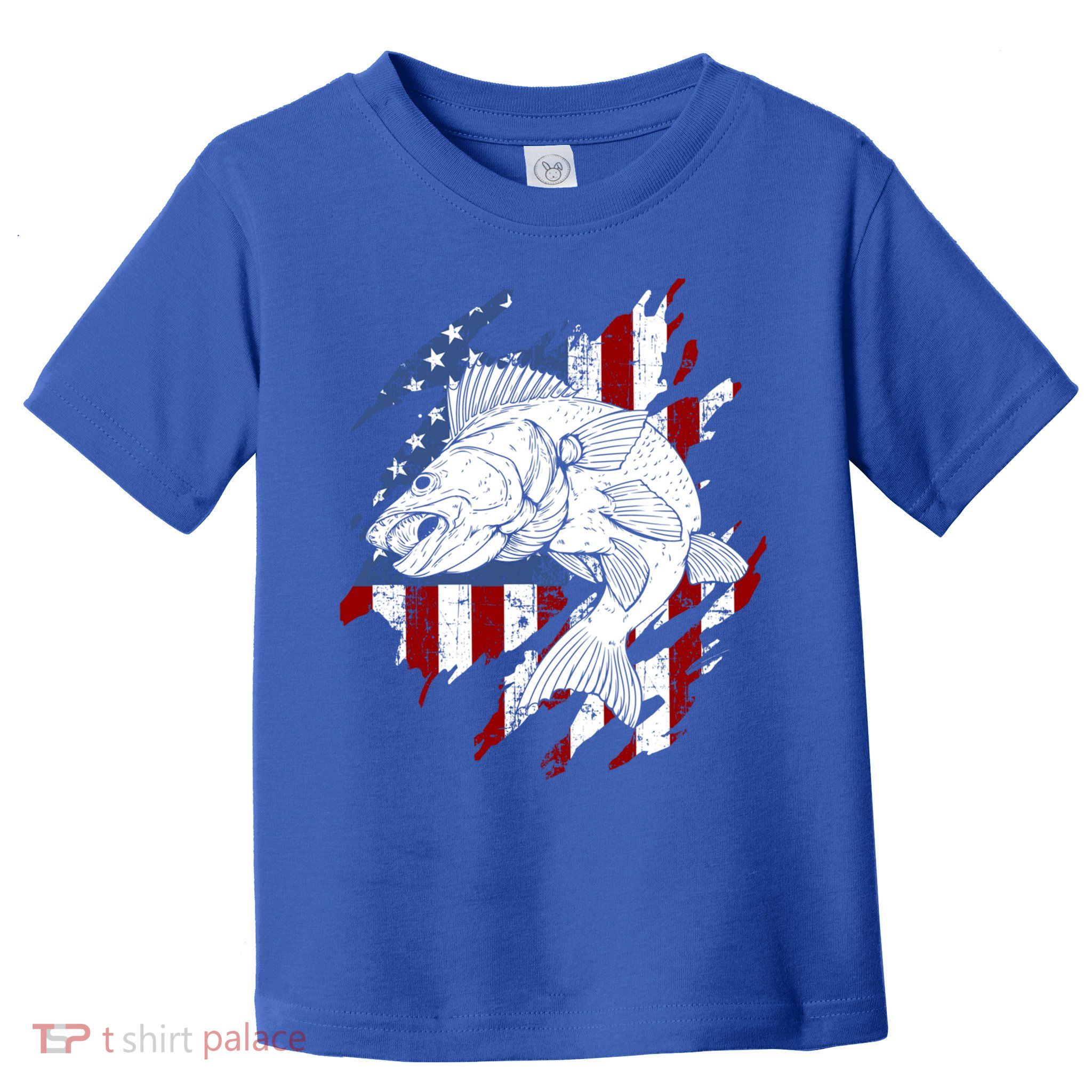 Walleye Fishing American Flag Usa Patriotic Fisherman Cool Gift Toddler T-Shirt