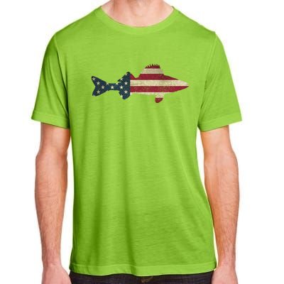 Walleye Fishing American Flag Vintage Patriotic Fisherman Gift Adult ChromaSoft Performance T-Shirt