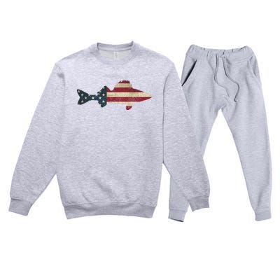 Walleye Fishing American Flag Vintage Patriotic Fisherman Gift Premium Crewneck Sweatsuit Set