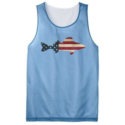 Walleye Fishing American Flag Vintage Patriotic Fisherman Gift Mesh Reversible Basketball Jersey Tank