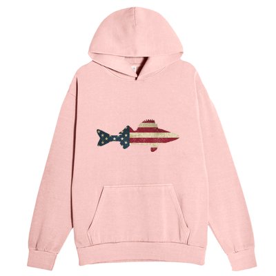 Walleye Fishing American Flag Vintage Patriotic Fisherman Gift Urban Pullover Hoodie