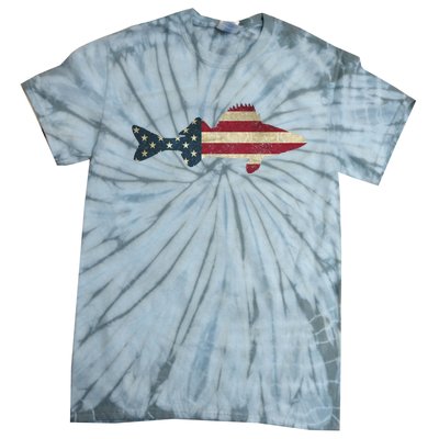 Walleye Fishing American Flag Vintage Patriotic Fisherman Gift Tie-Dye T-Shirt