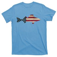 Walleye Fishing American Flag Vintage Patriotic Fisherman Gift T-Shirt