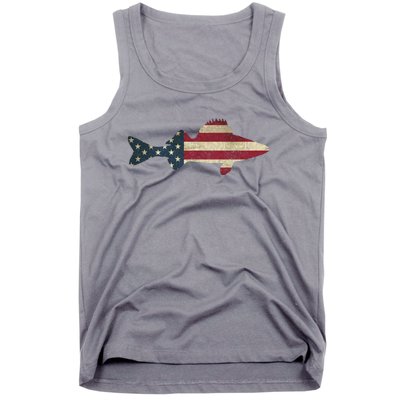 Walleye Fishing American Flag Vintage Patriotic Fisherman Gift Tank Top