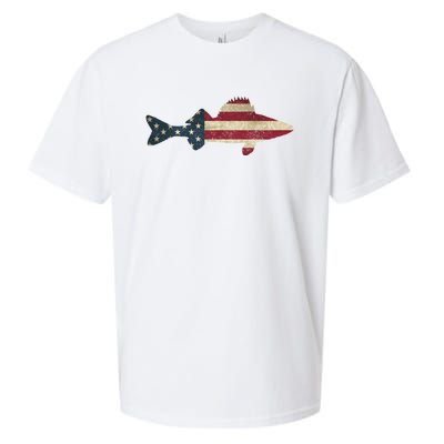 Walleye Fishing American Flag Vintage Patriotic Fisherman Gift Sueded Cloud Jersey T-Shirt