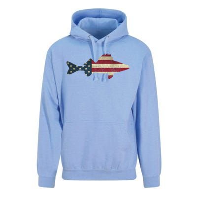 Walleye Fishing American Flag Vintage Patriotic Fisherman Gift Unisex Surf Hoodie