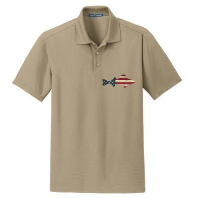 Walleye Fishing American Flag Vintage Patriotic Fisherman Gift Dry Zone Grid Polo