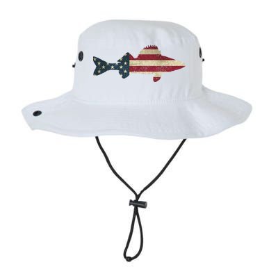 Walleye Fishing American Flag Vintage Patriotic Fisherman Gift Bucket Hat