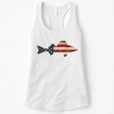 Walleye Fishing American Flag Vintage Patriotic Fisherman Gift Womens Tank Top