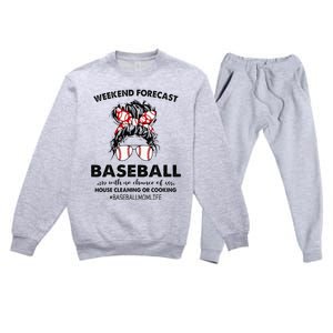 Weekend Forecast Baseball with no chance of HOUSE CLEANING Premium Crewneck Sweatsuit Set