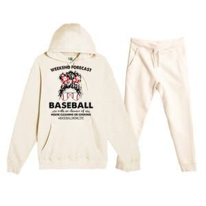 Weekend Forecast Baseball with no chance of HOUSE CLEANING Premium Hooded Sweatsuit Set