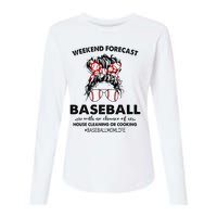 Weekend Forecast Baseball with no chance of HOUSE CLEANING Womens Cotton Relaxed Long Sleeve T-Shirt