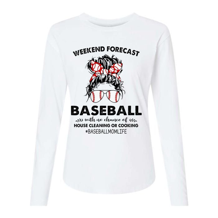 Weekend Forecast Baseball with no chance of HOUSE CLEANING Womens Cotton Relaxed Long Sleeve T-Shirt