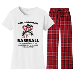 Weekend Forecast Baseball with no chance of HOUSE CLEANING Women's Flannel Pajama Set