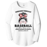 Weekend Forecast Baseball with no chance of HOUSE CLEANING Women's Perfect Tri Tunic Long Sleeve Shirt