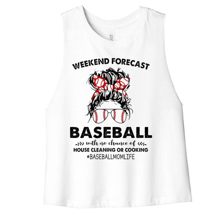 Weekend Forecast Baseball with no chance of HOUSE CLEANING Women's Racerback Cropped Tank