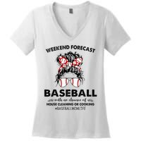 Weekend Forecast Baseball with no chance of HOUSE CLEANING Women's V-Neck T-Shirt