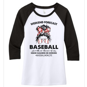 Weekend Forecast Baseball with no chance of HOUSE CLEANING Women's Tri-Blend 3/4-Sleeve Raglan Shirt