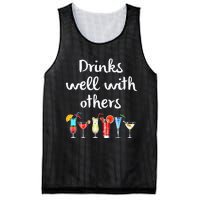 Womens Funny Bartender Drinks Well With Others Gift Mesh Reversible Basketball Jersey Tank