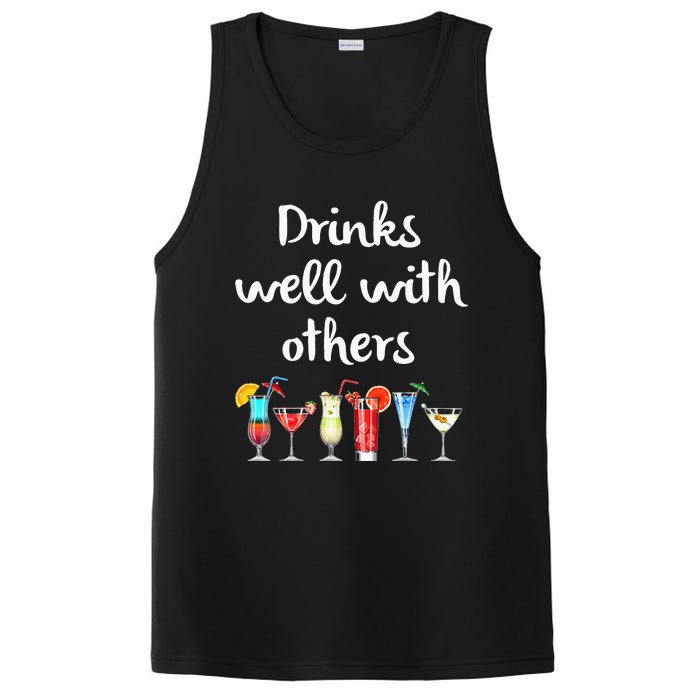 Womens Funny Bartender Drinks Well With Others Gift PosiCharge Competitor Tank