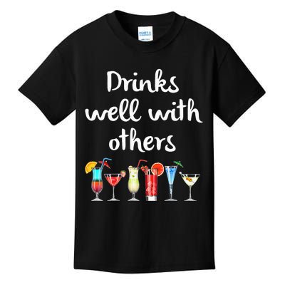 Womens Funny Bartender Drinks Well With Others Gift Kids T-Shirt