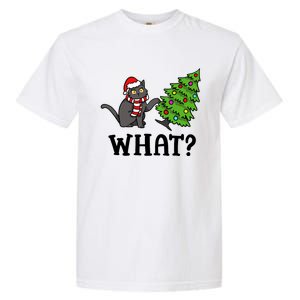 What Funny Black Cat Santa Pushing Christmas Tree Cat Lover Garment-Dyed Heavyweight T-Shirt