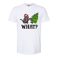 What Funny Black Cat Santa Pushing Christmas Tree Cat Lover Softstyle CVC T-Shirt