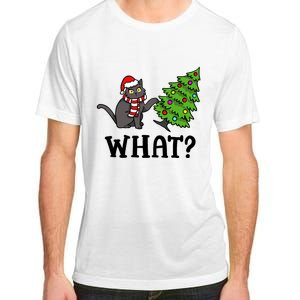 What Funny Black Cat Santa Pushing Christmas Tree Cat Lover Adult ChromaSoft Performance T-Shirt