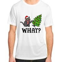 What Funny Black Cat Santa Pushing Christmas Tree Cat Lover Adult ChromaSoft Performance T-Shirt