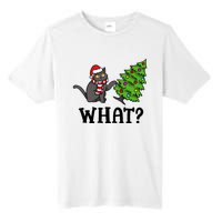 What Funny Black Cat Santa Pushing Christmas Tree Cat Lover Tall Fusion ChromaSoft Performance T-Shirt