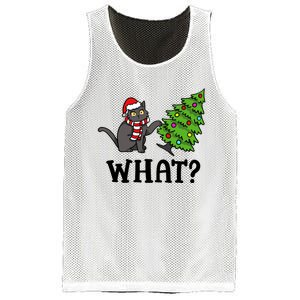 What Funny Black Cat Santa Pushing Christmas Tree Cat Lover Mesh Reversible Basketball Jersey Tank