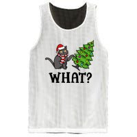 What Funny Black Cat Santa Pushing Christmas Tree Cat Lover Mesh Reversible Basketball Jersey Tank