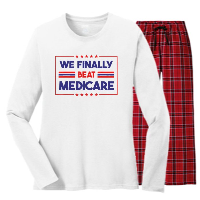 We Finally Beat Medicare Women's Long Sleeve Flannel Pajama Set 