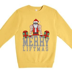 Workout Fitness Bodybuilding Christmas Merry Liftmas Great Gift Premium Crewneck Sweatshirt