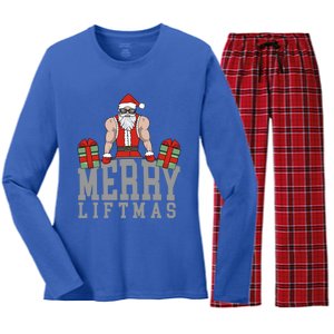 Workout Fitness Bodybuilding Christmas Merry Liftmas Great Gift Women's Long Sleeve Flannel Pajama Set 