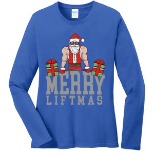 Workout Fitness Bodybuilding Christmas Merry Liftmas Great Gift Ladies Long Sleeve Shirt