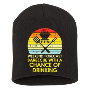 Weekend Forecast Barbecue Funny Bbq Grilling Dad Short Acrylic Beanie