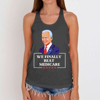 We Finally Beat Medicare Funny Anti Biden Women's Knotted Racerback Tank