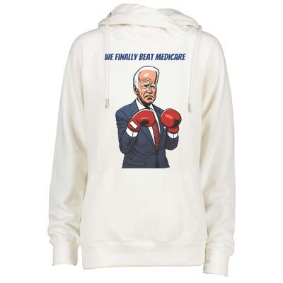 We Finally Beat Medicare Joe Biden Trump Womens Funnel Neck Pullover Hood