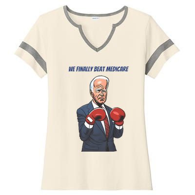 We Finally Beat Medicare Joe Biden Trump Ladies Halftime Notch Neck Tee