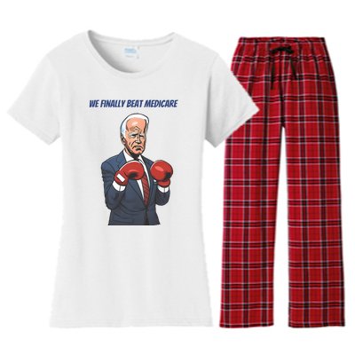 We Finally Beat Medicare Joe Biden Trump Women's Flannel Pajama Set